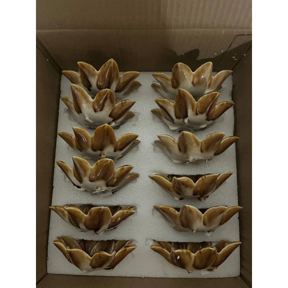 NEW Bloomingville Stoneware Flower Shaped Dish Set of 12